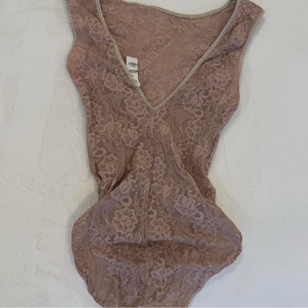 Sheer Mauve pink floral lingerie intimates body suit